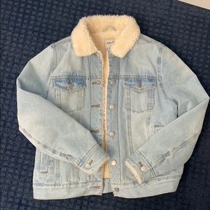 Denim jacket with faux shearling
